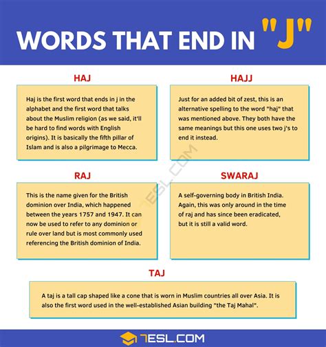 Words that End in J .